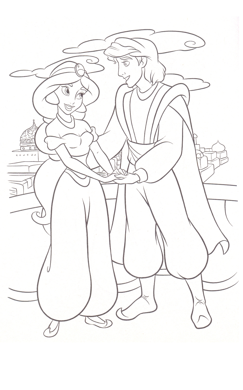 Coloriage Jasmine et Aladdin